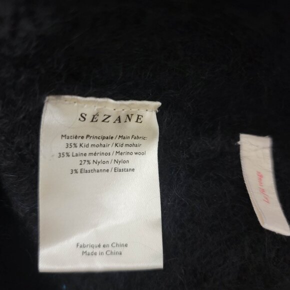 Sezane Georges Open Front Mohair Cardigan in Black Small - Picture 8 of 9